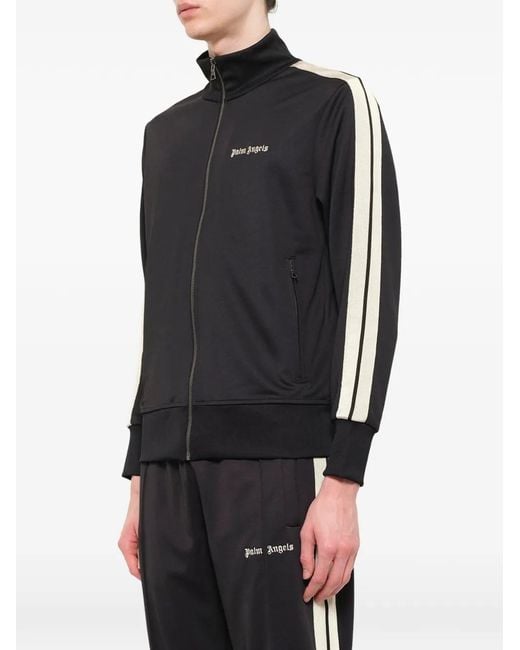 Palm Angels Black Sweat À Logo Brodé Et Manches Rayées for men