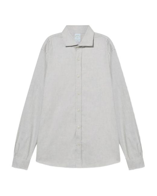 Brooks Brothers White Spread-Collar Flannel Shirt for men