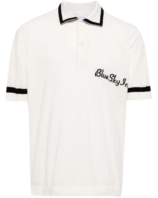 BLUE SKY INN White Logo-Embroidered Knitted Polo Shirt for men