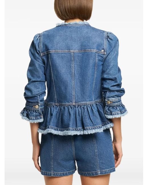 Cinq À Sept Blue Frieda Peplum Denim Jacket