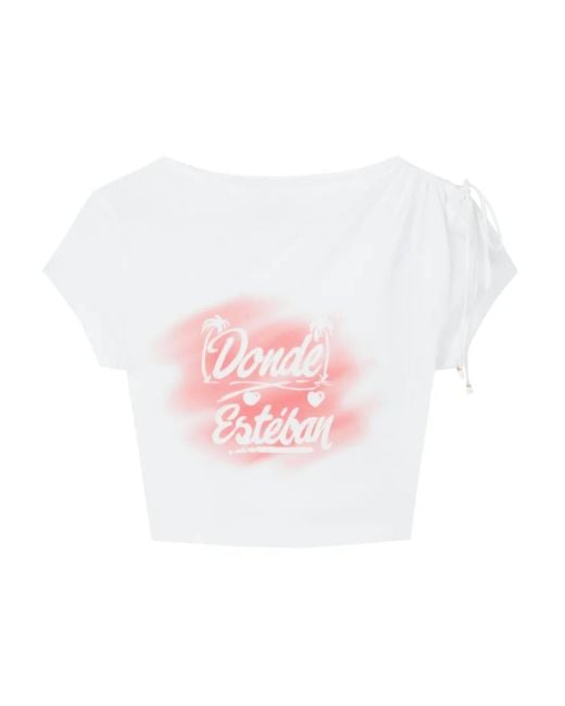Donde Esteban Pink Bazurto Spray Crop Top