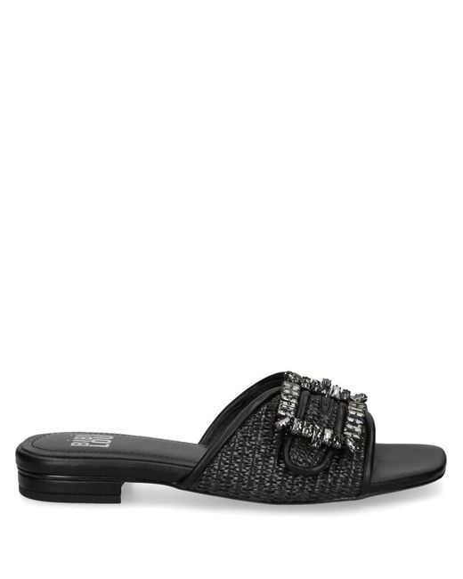 Bibi Lou Black Woven Buckle Embellished Sandals