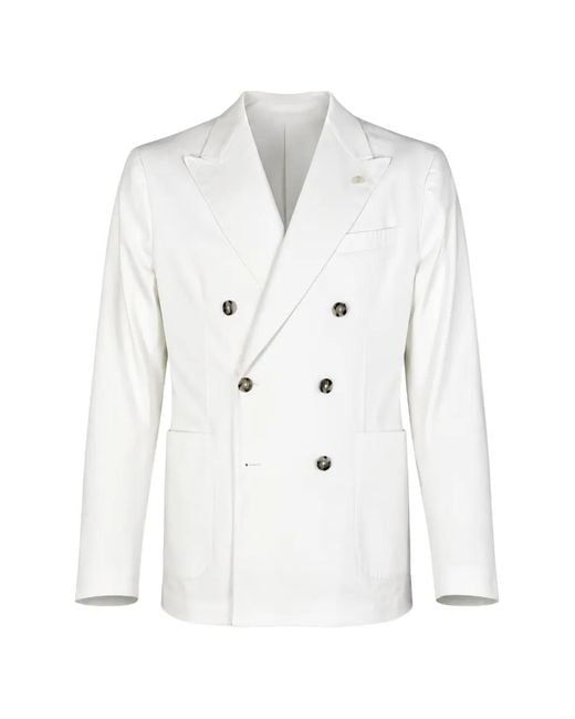 Manuel Ritz White Veste Croisée À Revers Pointus for men