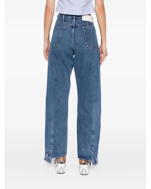 E.L.V. Denim Luna Straight Jeans Met Vlakken in het Blue