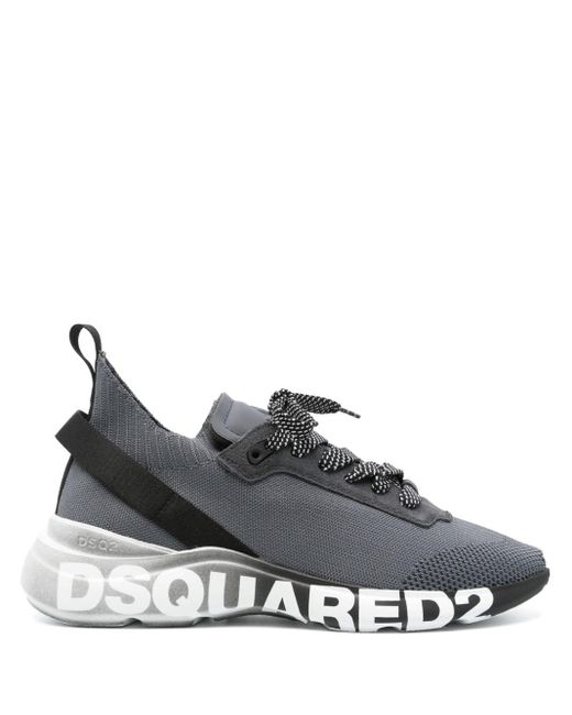 DSquared² Gray Fly Logo-embossed Sneakers for men