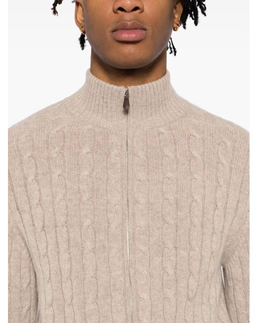 メンズ N.Peal Cashmere ジップアップ セーター Pink