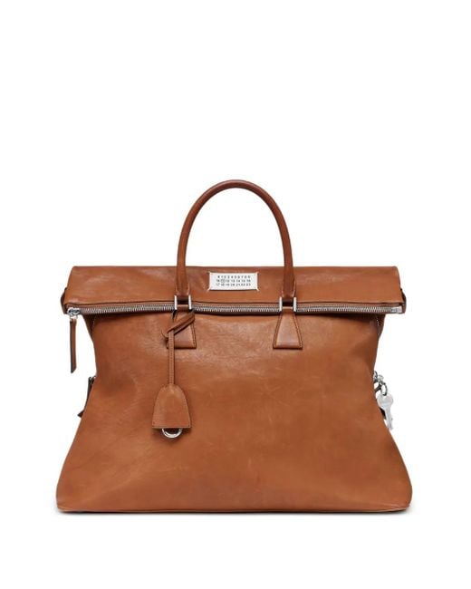 Maison Margiela Brown Leather 5Ac Top-Handle Shoulder Bag