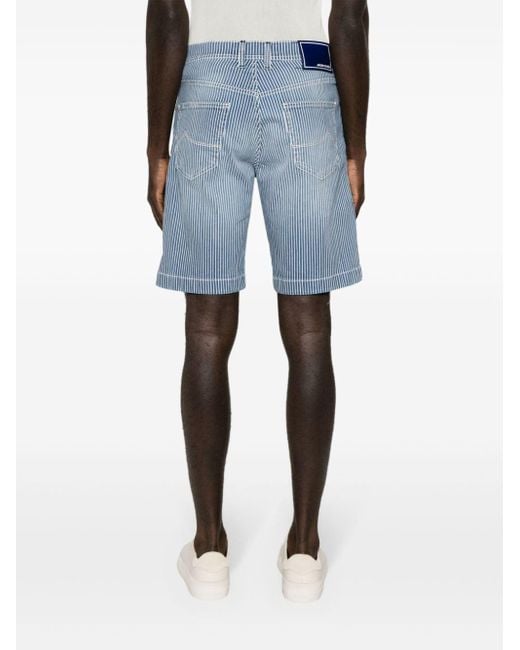 Jacob Cohen Blue Striped Cotton Denim Shorts for men