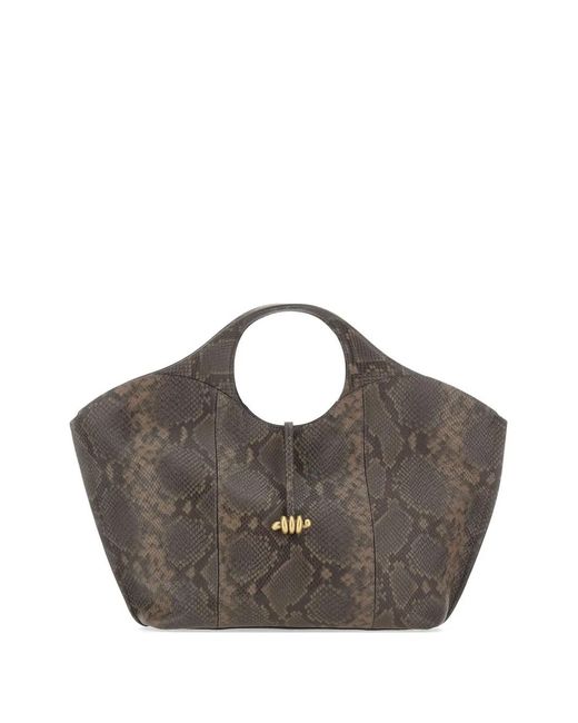 Gianni Chiarini Gray Infinity Python-Effect Leather Tote Bag
