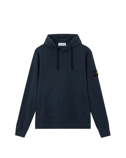 Stone Island Blue Logo-Patch Drawstring Hoodie for men
