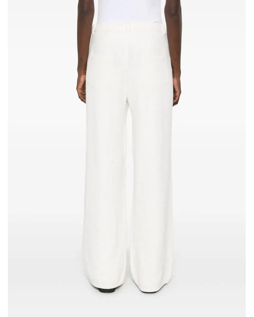 AYA MUSE White Wide-Leg Knitted Trousers