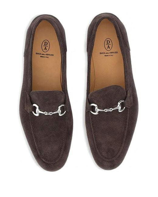Duca Degli Abruzzi Brown Almond-Toe Suede Loafers for men