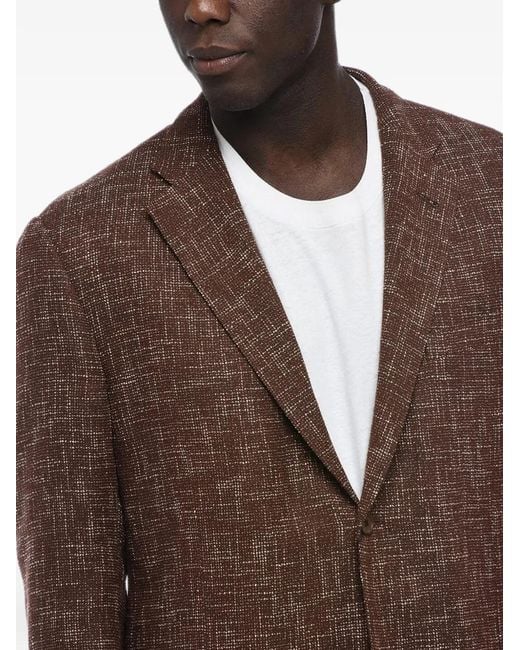 Corneliani Brown Gate Hopsack-Pattern Jacket for men