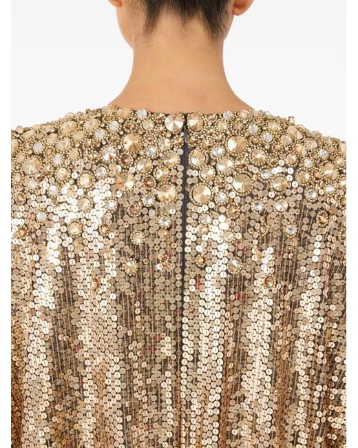Jenny Packham Natural Fontaine Sequin-Embellished Maxi Dress