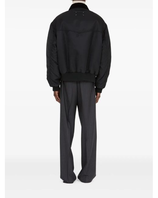 Maison Margiela Black Corduroy-Collar Bomber Jacket