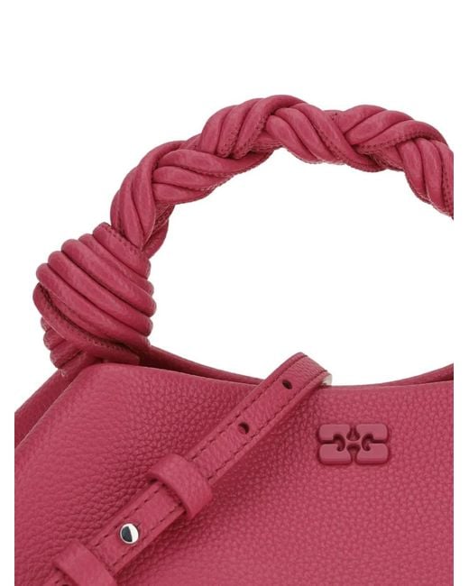Ganni Pink Small Bou Grained Shoulder Bag