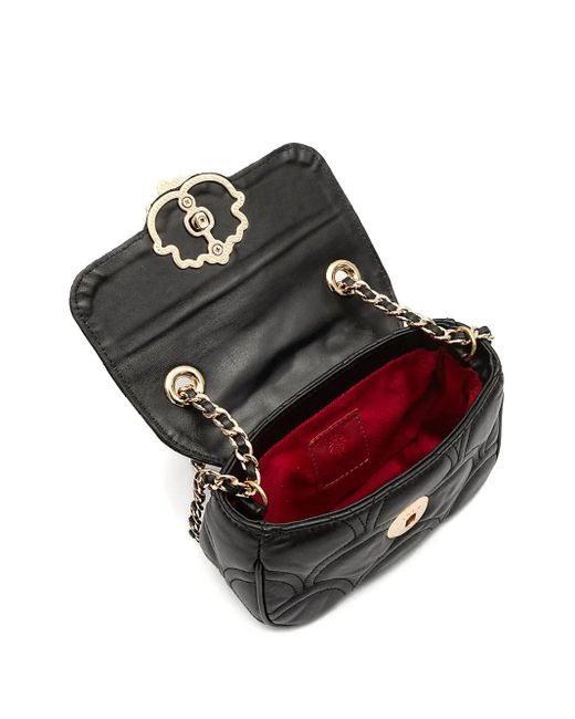 Isla Black Quilted Appliqué Chain Shoulder Bag