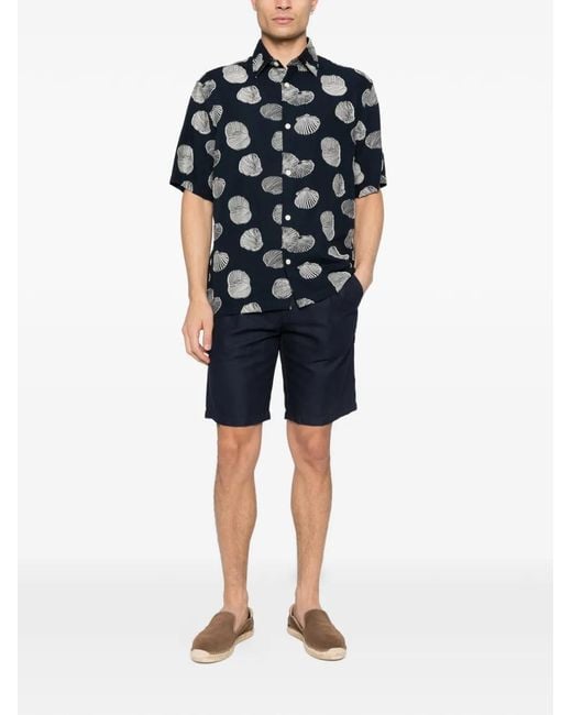 Eleventy Blue Drawstring Pleated Shorts for men