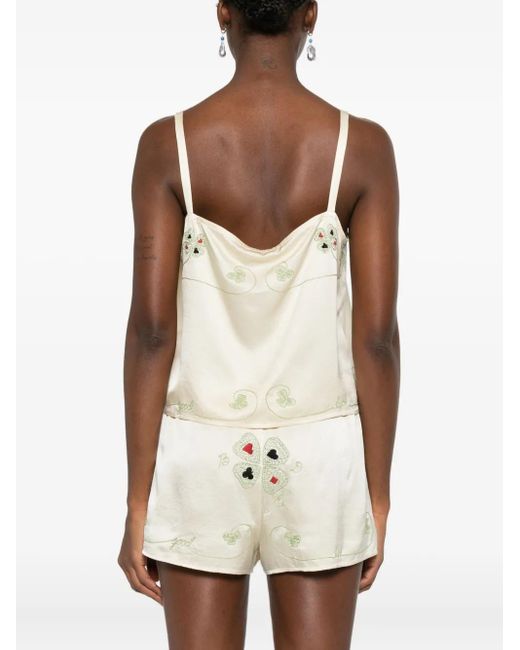Bode Natural Floral-Embroidered Tank Top