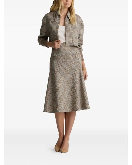 St. John Natural Campbell Prince Of Wales Check Zip-Front Jacket