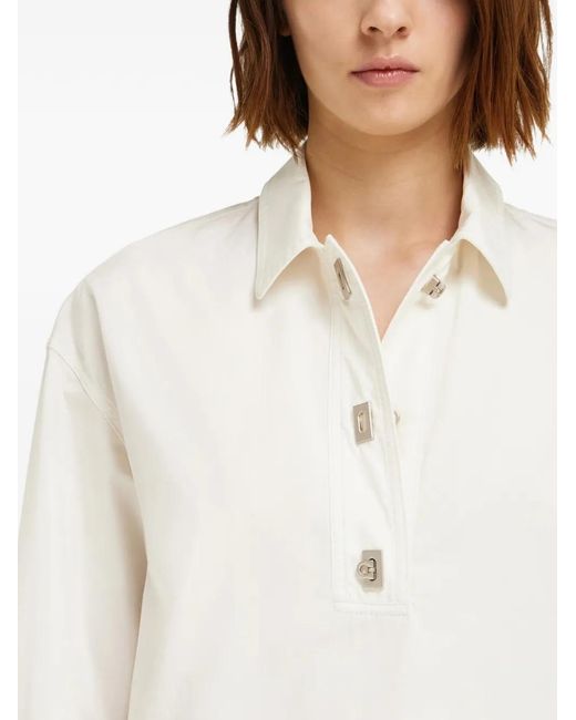 Ferragamo White Cotton And Silk Shirt Dress