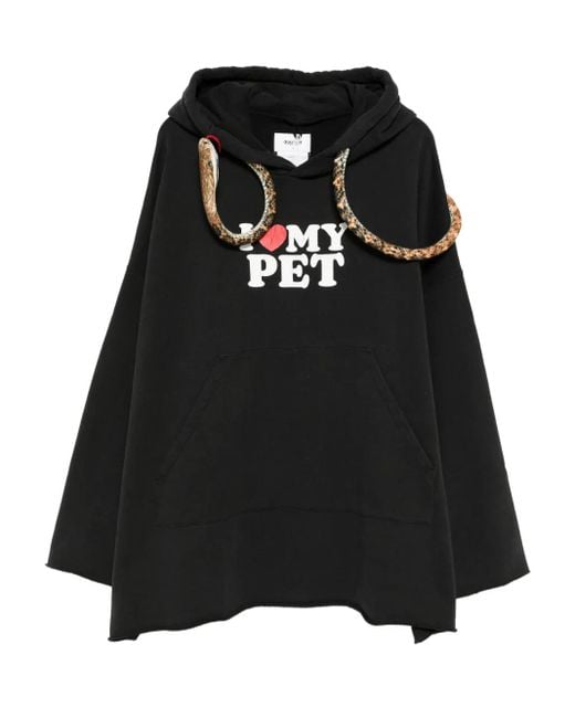 Felpa I Love My Pet Con Cappuccio di Doublet in Black da Uomo