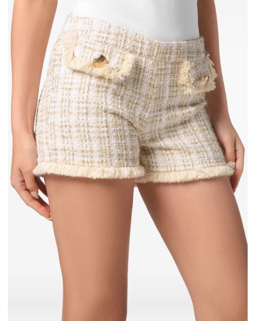 Philipp Plein Natural Tweed Hot Pants