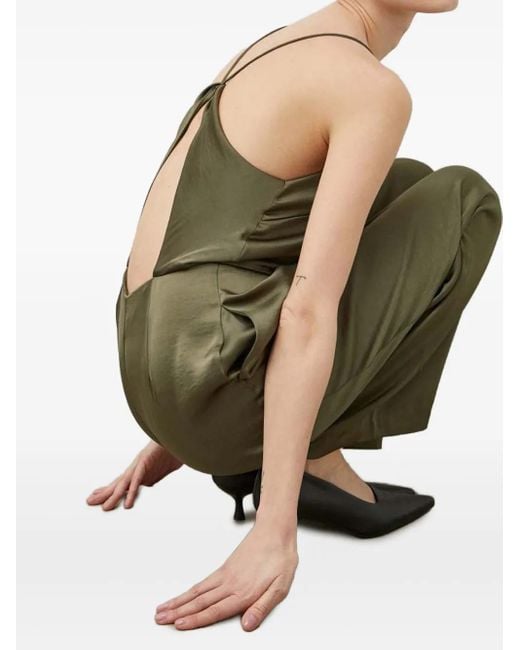 Samsøe & Samsøe Green Square-Neck Open-Back Jumpsuit