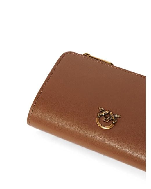 Pinko Brown Love Birds Leather Wallet