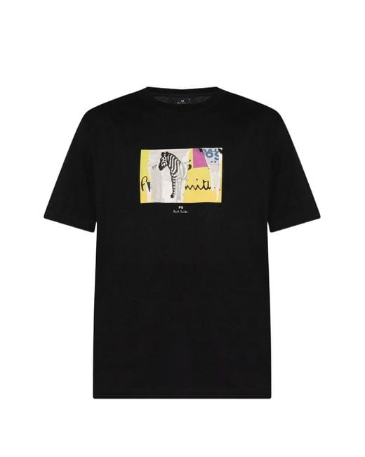 Paul Smith Black Zebra-Print T-Shirt for men