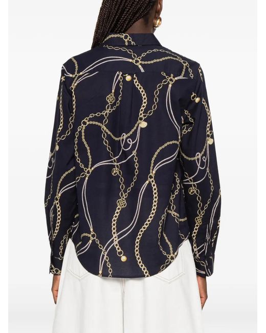 Gant Blue Chain-Print Long-Sleeved Shirt