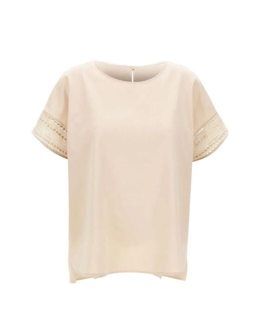 Elena Miro Natural Openwork Embroidered Blouse