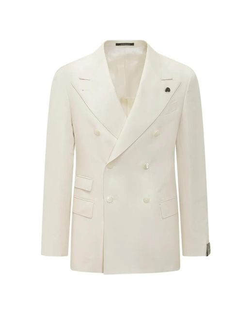 Gabriele Pasini White Double-Breasted Flap Jacket for men