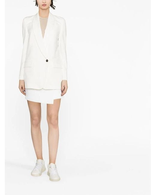Brunello Cucinelli White Peak-Lapels Blazer