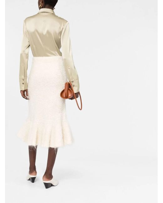Jil Sander White Pleated-Hem Skirt