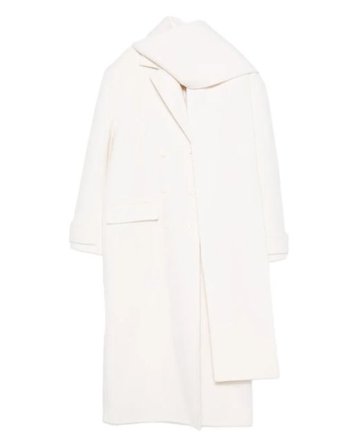 Sandro White Wool Double Breasted Coat