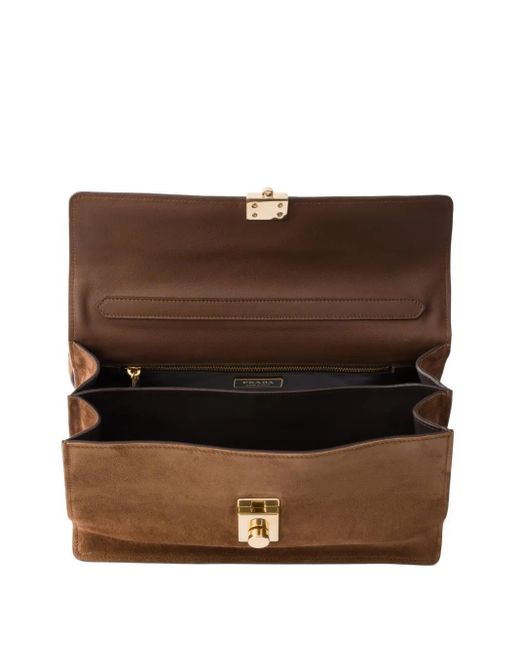 Sac Porté Épaule Médium En Daim Prada en coloris Brown