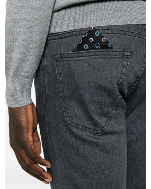Jacob Cohen Blue Logo-Patch Straight-Leg Jeans for men