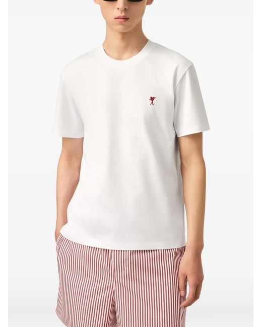 AMI White Cotton T-Shirt for men