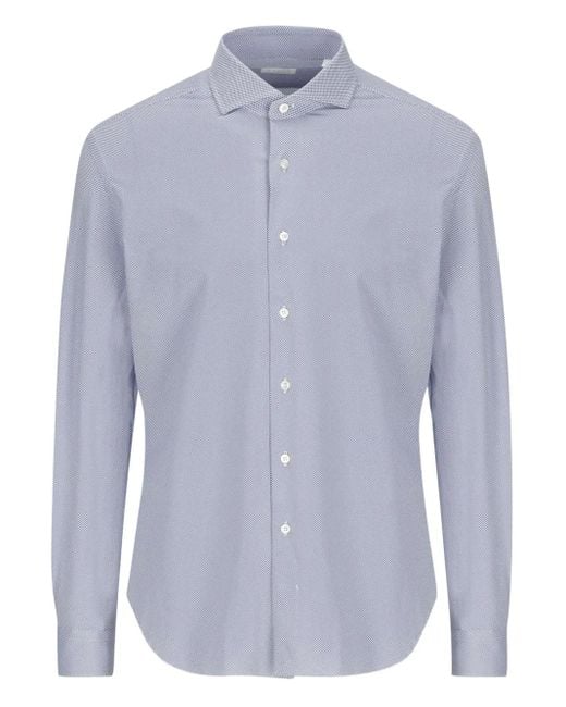 Xacus Blue Textured Button-Down Shirt for men
