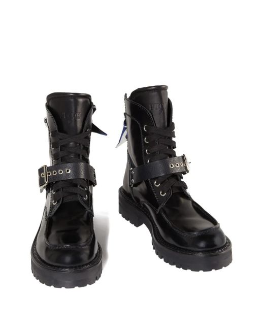 Emilio Pucci Black Marmo-Print Leather Boots