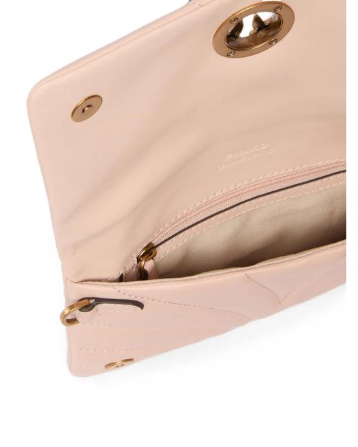 Pinko Pink Love Birds Quilted Shoulder Bag