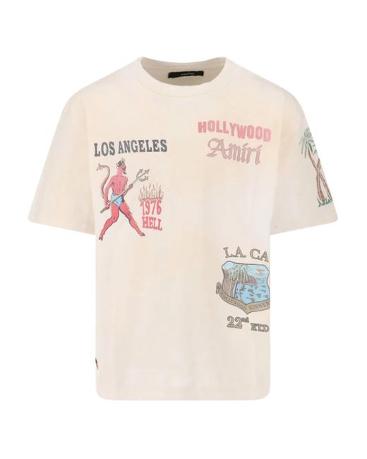 Amiri Natural Graphic-Print Cotton T-Shirt for men