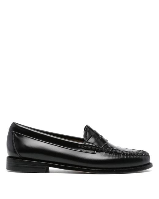 G.H.BASS Black Weejuns Weave Penny Loafers