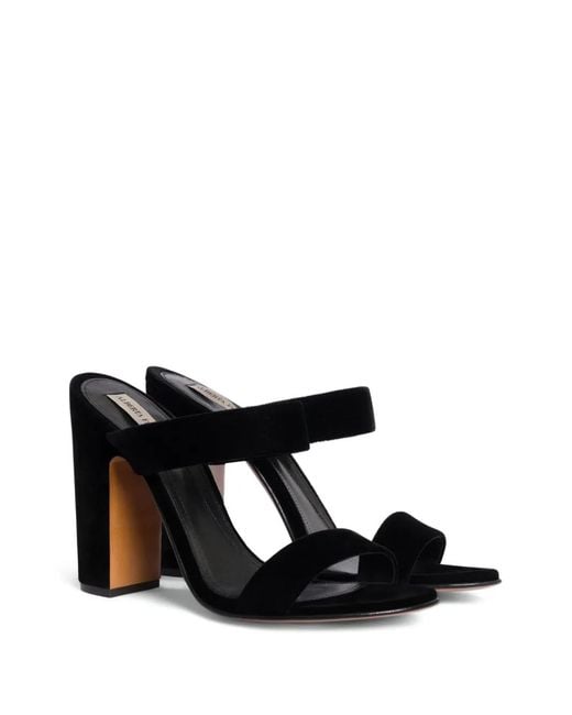 Alberta Ferretti Black Block-Heel Strap Sandals