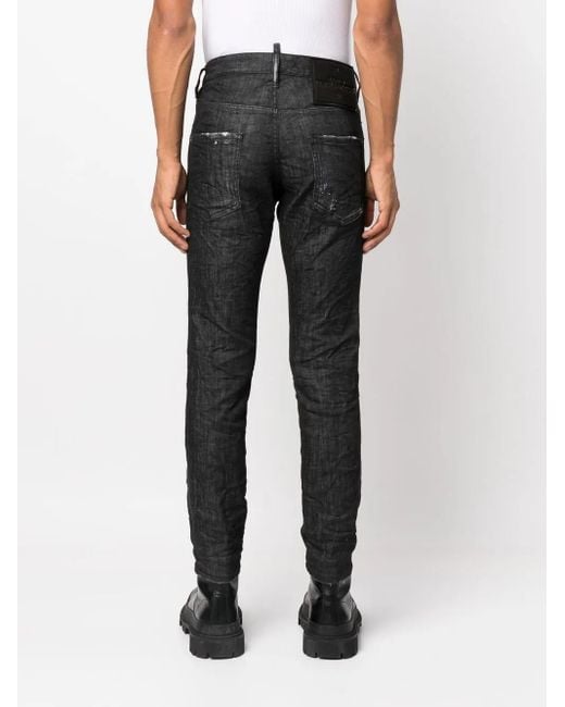 Jeans Skinny Con Effetto Vissuto di DSquared² in Black da Uomo