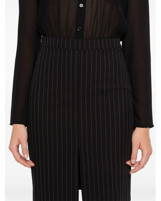 Patrizia Pepe Black Pinstriped Midi Shirt Dress