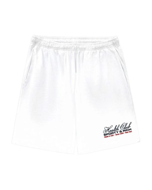 Sporty & Rich White Logo-Print Shorts