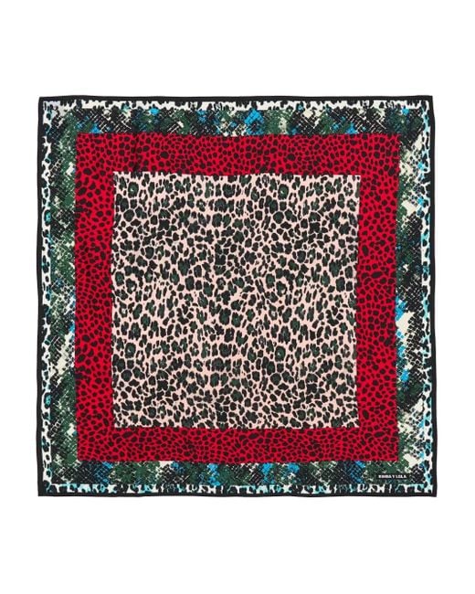 Bimba Y Lola Red Schal mit Leoparden- und Schlangen-Print