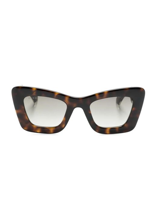 Gucci Brown Tortoiseshell Cat-Eye Sunglasses